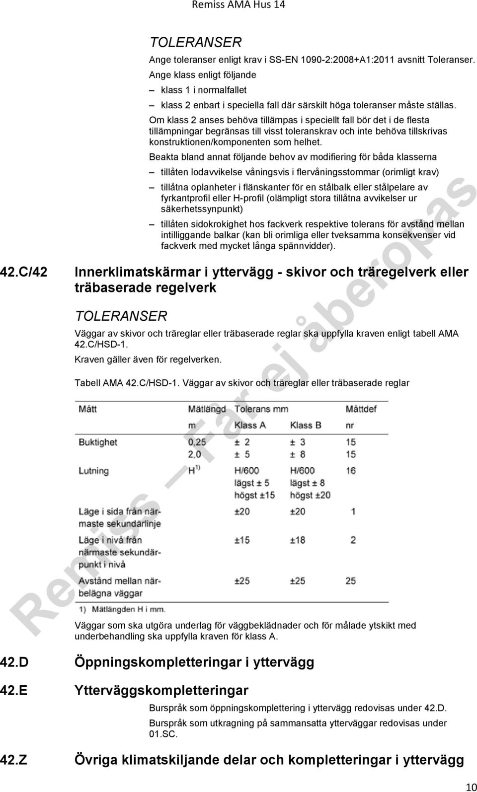 Om klass 2 anses behöva tillämpas i speciellt fall bör det i de flesta tillämpningar begränsas till visst toleranskrav och inte behöva tillskrivas konstruktionen/komponenten som helhet.