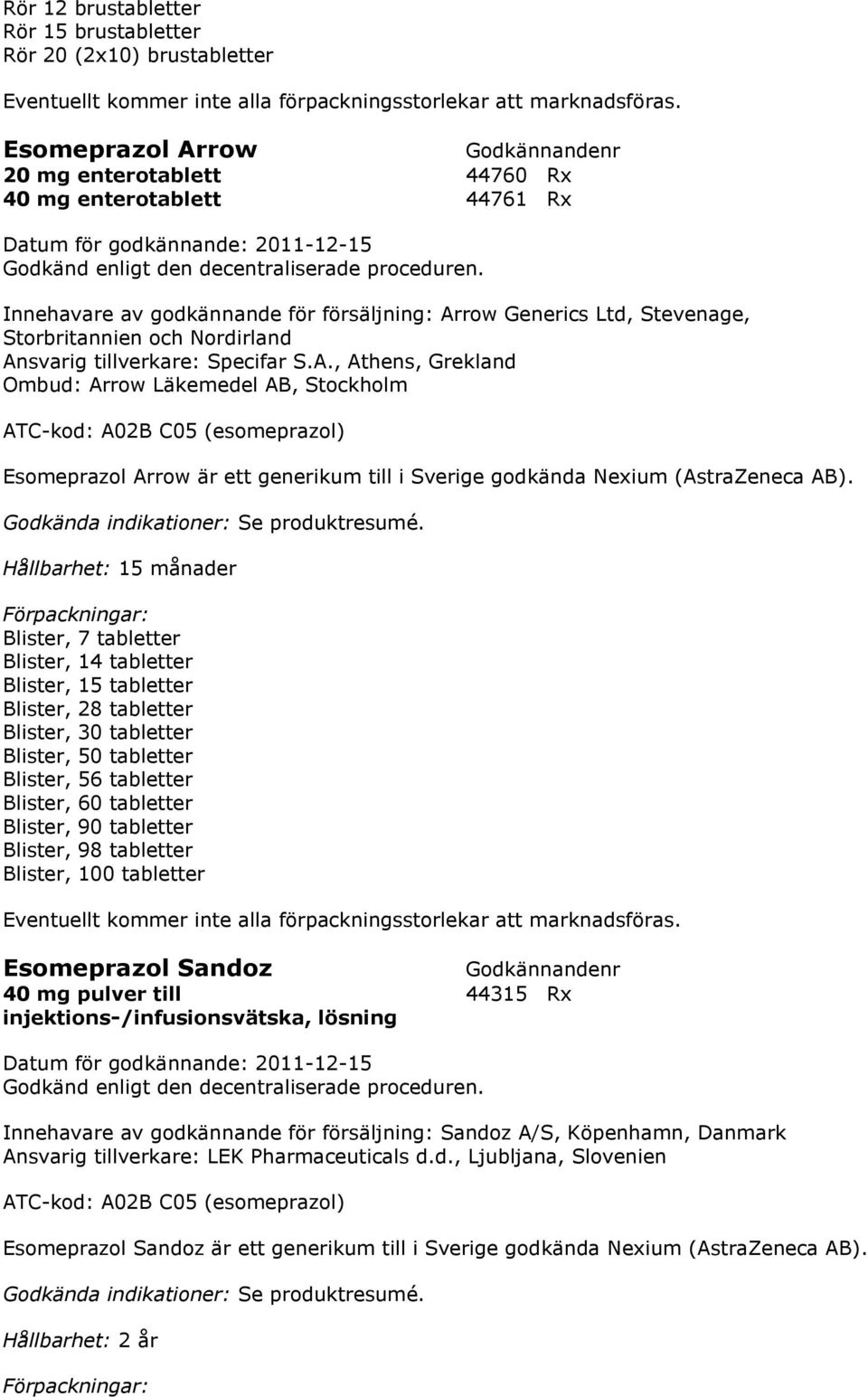 svarig tillverkare: Specifar S.A.