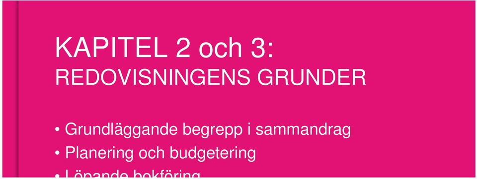 Planering och budgetering Löpande