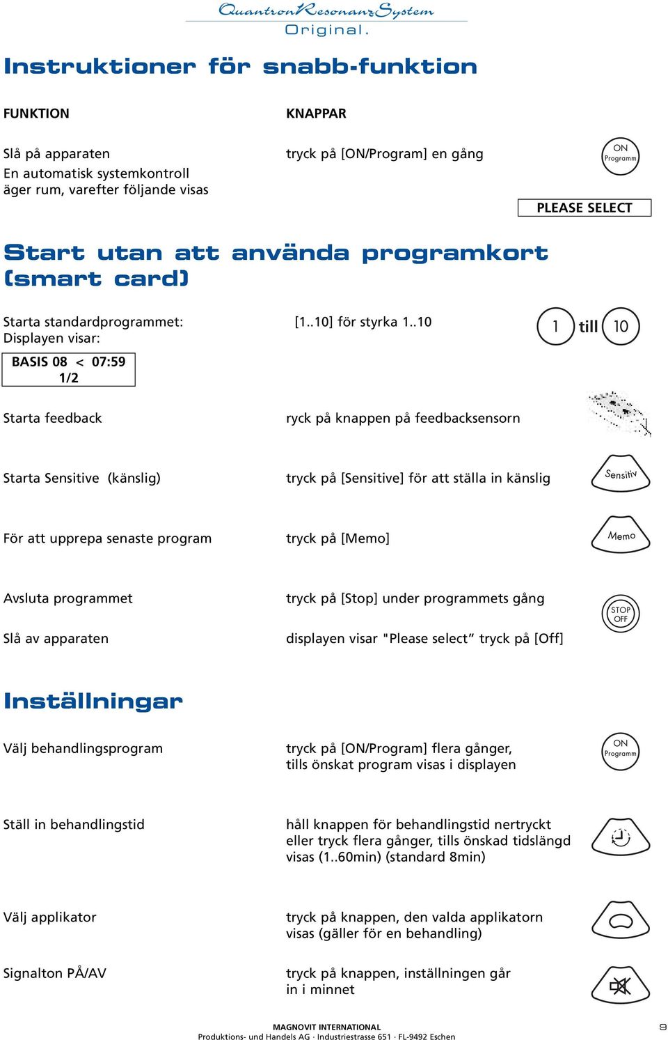 .10 Displayen visar: till BASIS 08 < 07:59 1/2 Starta feedback ryck på knappen på feedbacksensorn Starta Sensitive (känslig) tryck på [Sensitive] för att ställa in känslig För att upprepa senaste