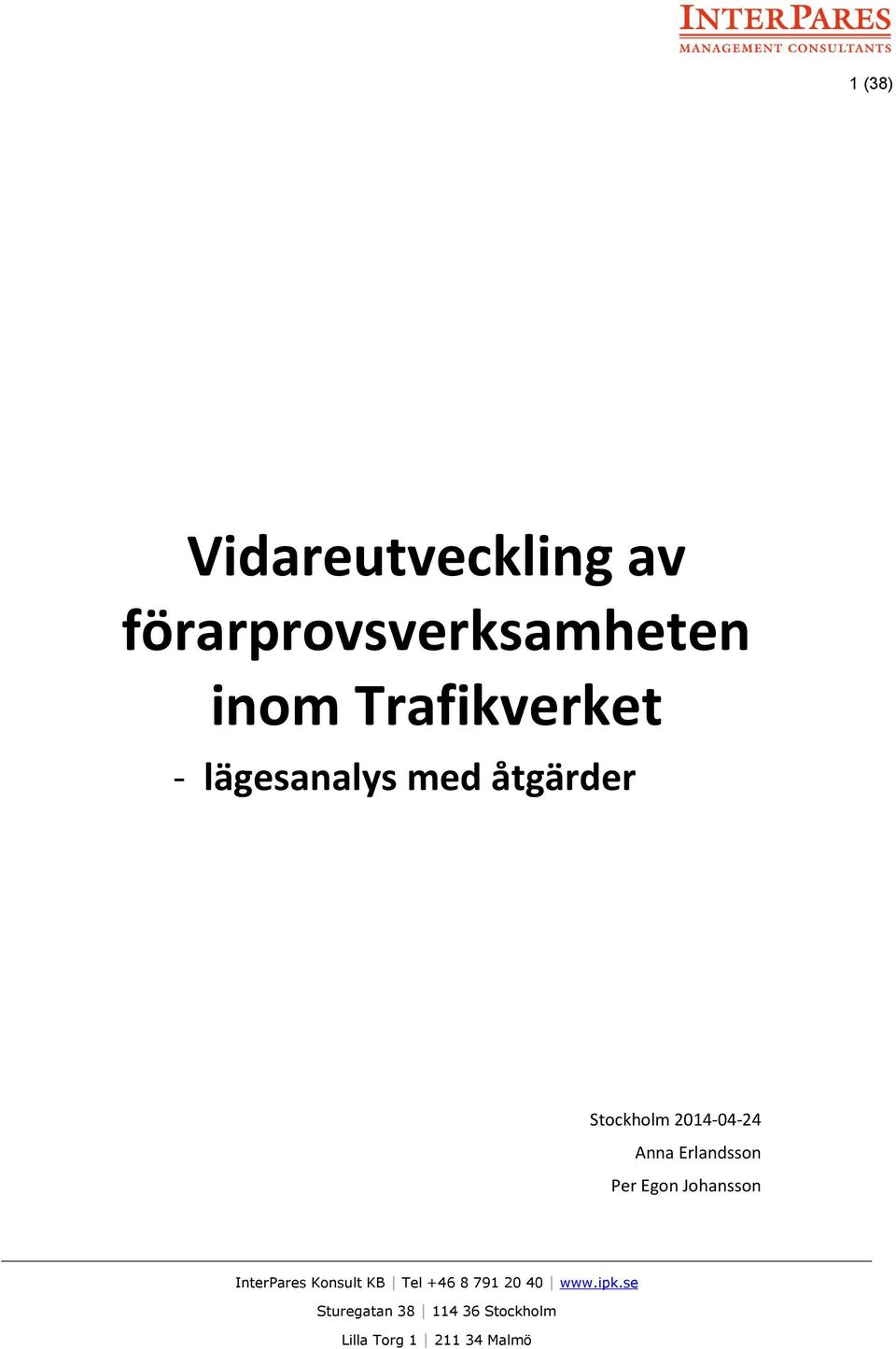 Trafikverket - lägesanalys med