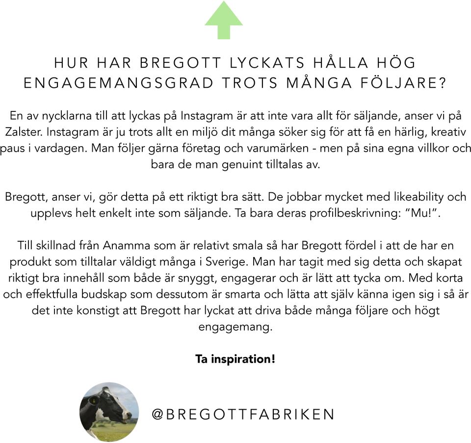 Man följer gärna företag och varumärken - men på sina egna villkor och bara de man genuint tilltalas av. Bregott, anser vi, gör detta på ett riktigt bra sätt.