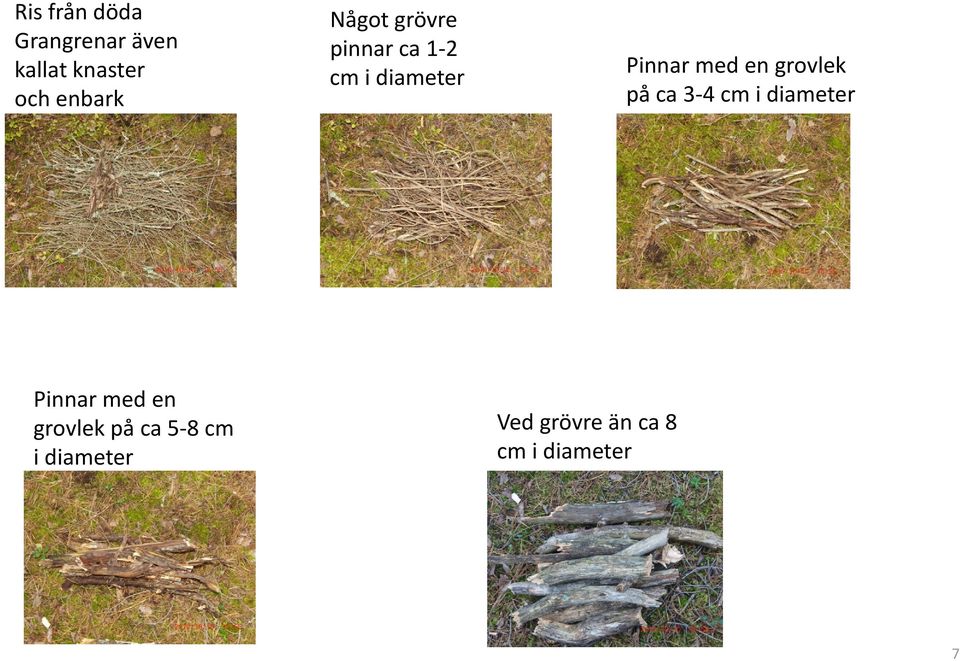 grovlek på ca 3 4 cm i diameter Pinnar med en grovlek