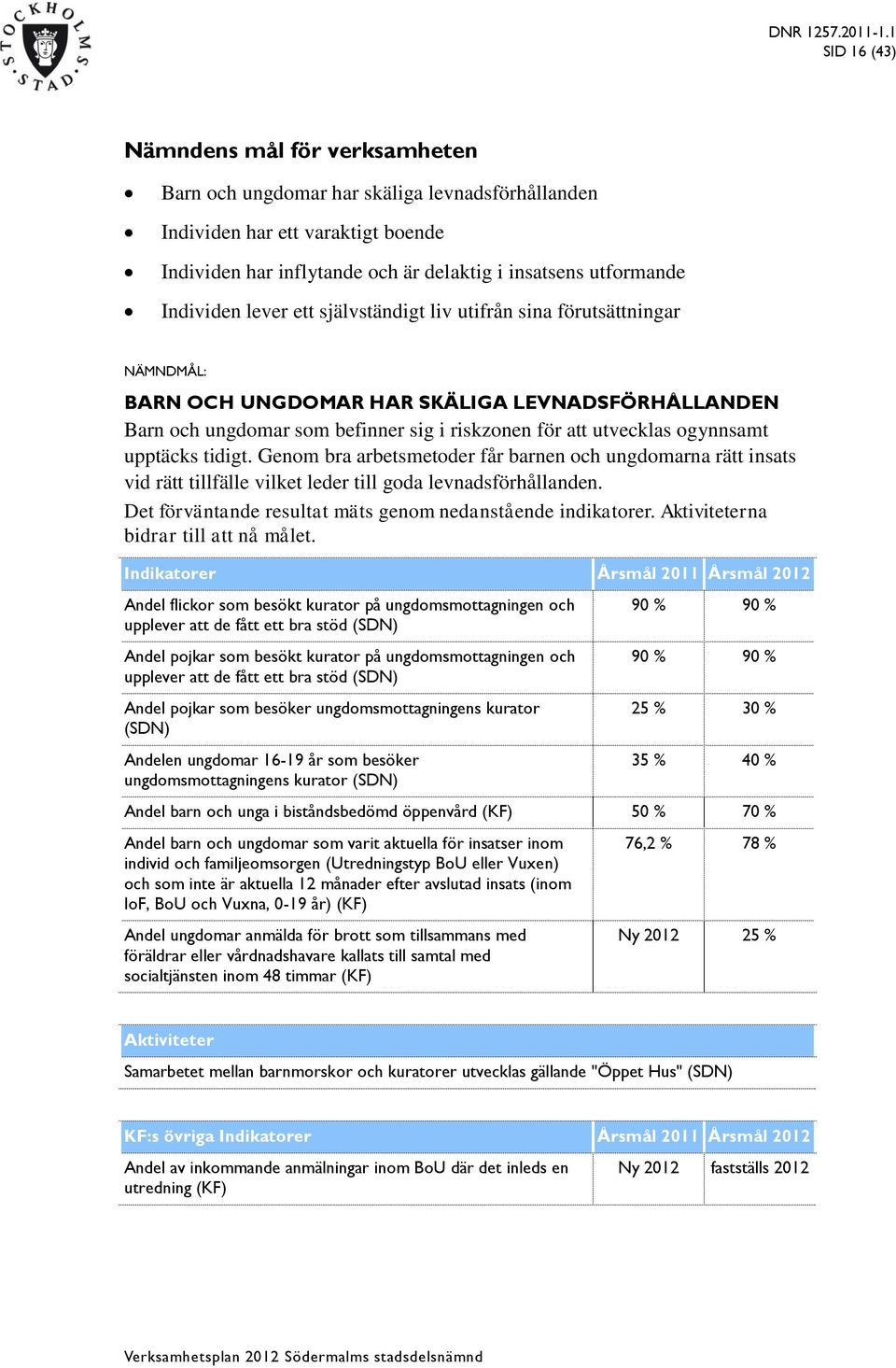 upptäcks tidigt. Genom bra arbetsmetoder får barnen och ungdomarna rätt insats vid rätt tillfälle vilket leder till goda levnadsförhållanden.