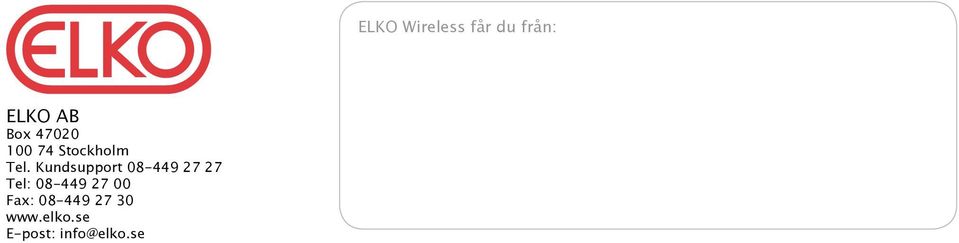 00 Fax: 08-449 27 30 www.elko.