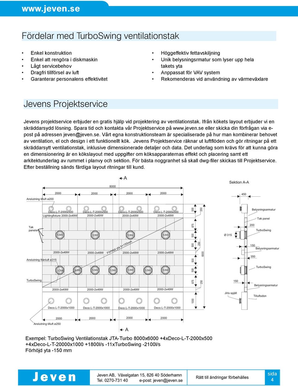 projektering av ventilationstak. Ifrån kökets layout erbjuder vi en skräddarsydd lösning. Spara tid och kontakta vår Projektservice på www.jeven.