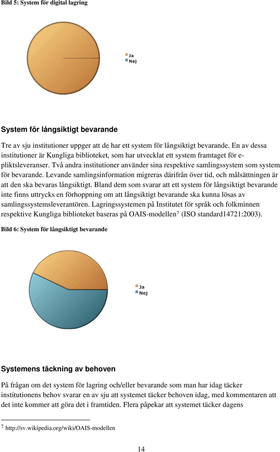 Två andra institutioner använder sina respektive samlingssystem som system för bevarande. Levande samlingsinformation migreras därifrån över tid, och målsättningen är att den ska bevaras långsiktigt.