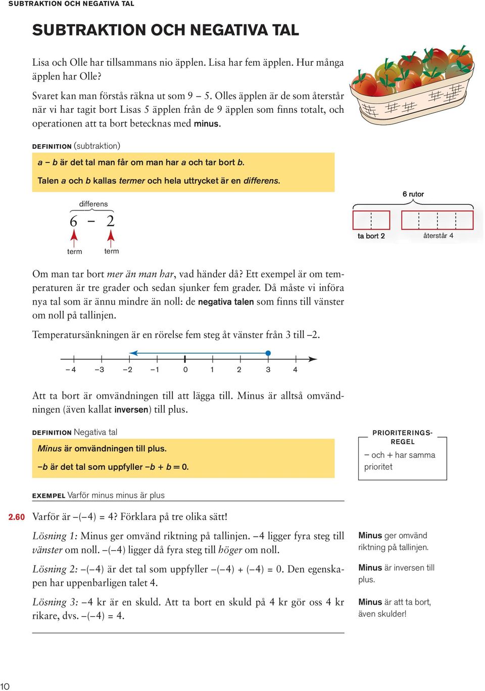 DEFINITION (subtraktion) a b är det tal man får om man har a och tar bort b. Talen a och b kallas termer och hela uttrycket är en differens. 123 Om man tar bort mer än man har, vad händer då?