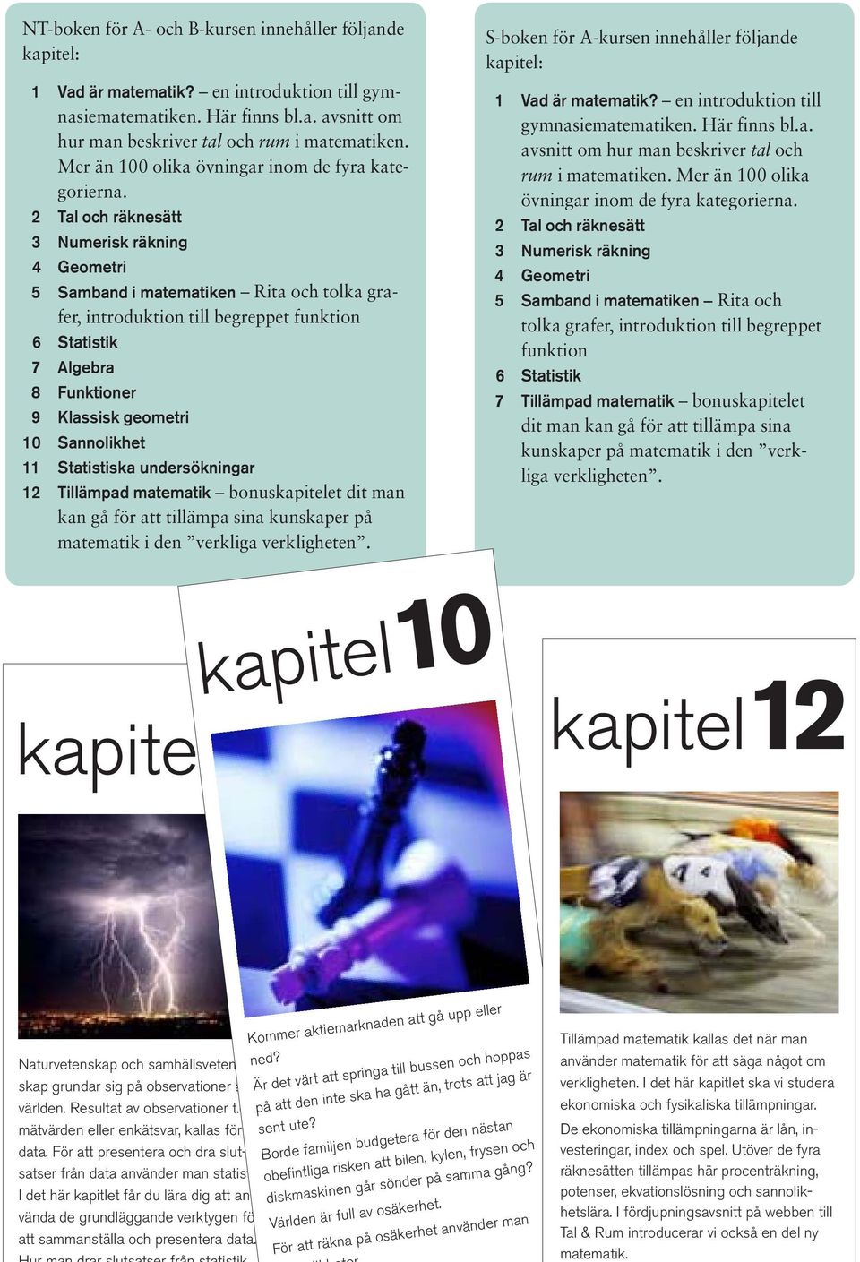 2 Tal och räknesätt 3 Numerisk räkning 4 Geometri 5 Samband i matematiken Rita och tolka grafer, introduktion till begreppet funktion 6 Statistik 7 Algebra 8 Funktioner 9 Klassisk geometri 10