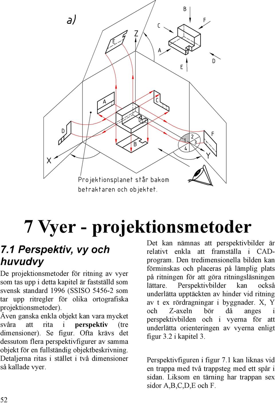 projektionsmetoder). Även ganska enkla objekt kan vara mycket svåra att rita i perspektiv (tre dimensioner). Se figur.