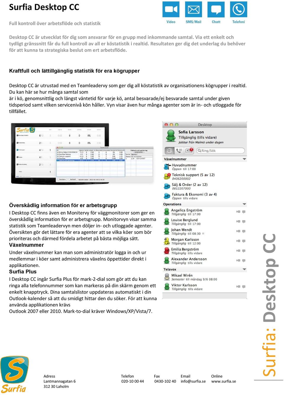 Kraftfull och lättillgänglig statistik för era kögrupper Desktop CC är utrustad med en Teamleadervy som ger dig all köstatistik av organisationens kögrupper i realtid.