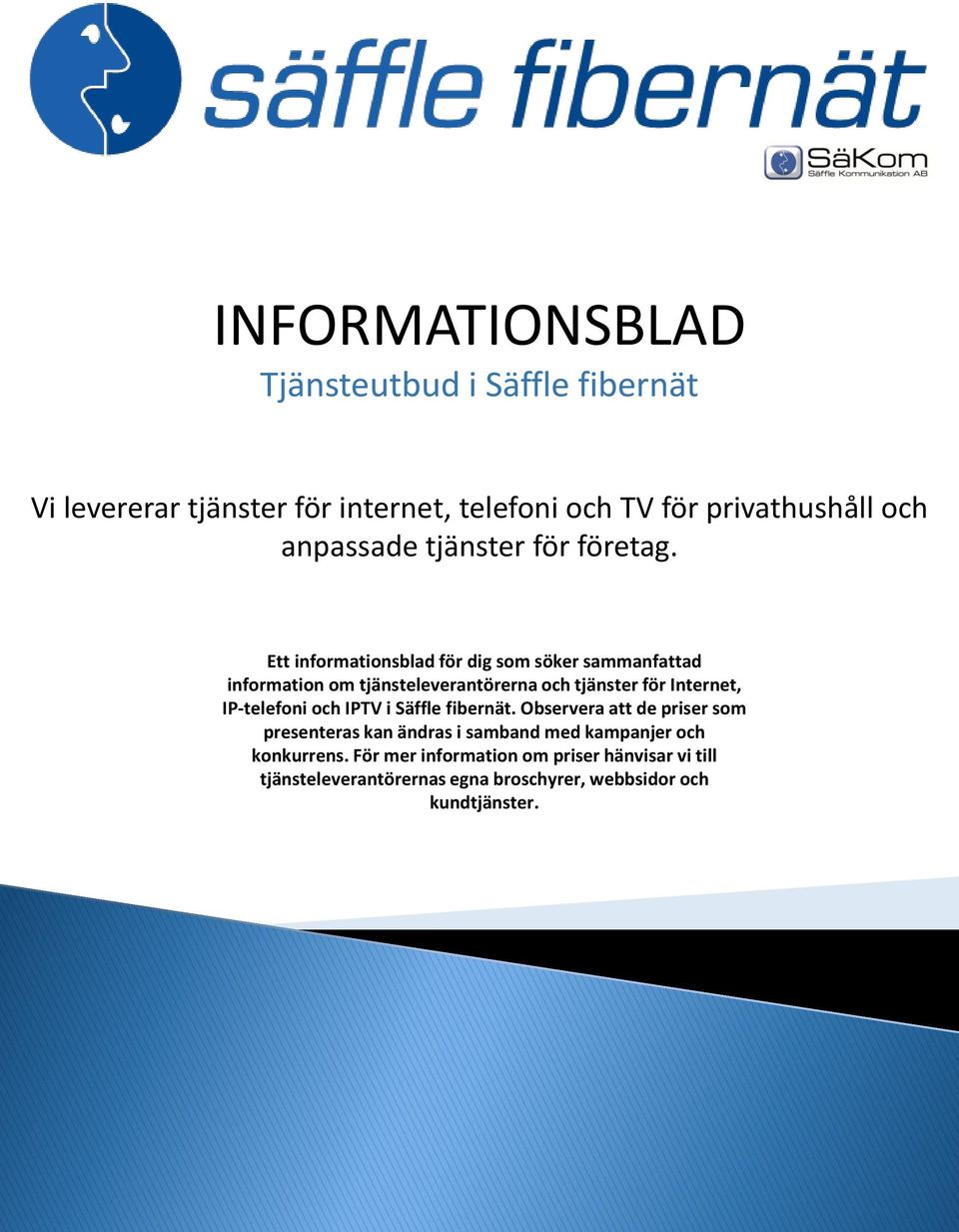 Ett informationsblad för dig som söker sammanfattad information om tjänsteleverantörerna och tjänster för Internet, IP-telefoni