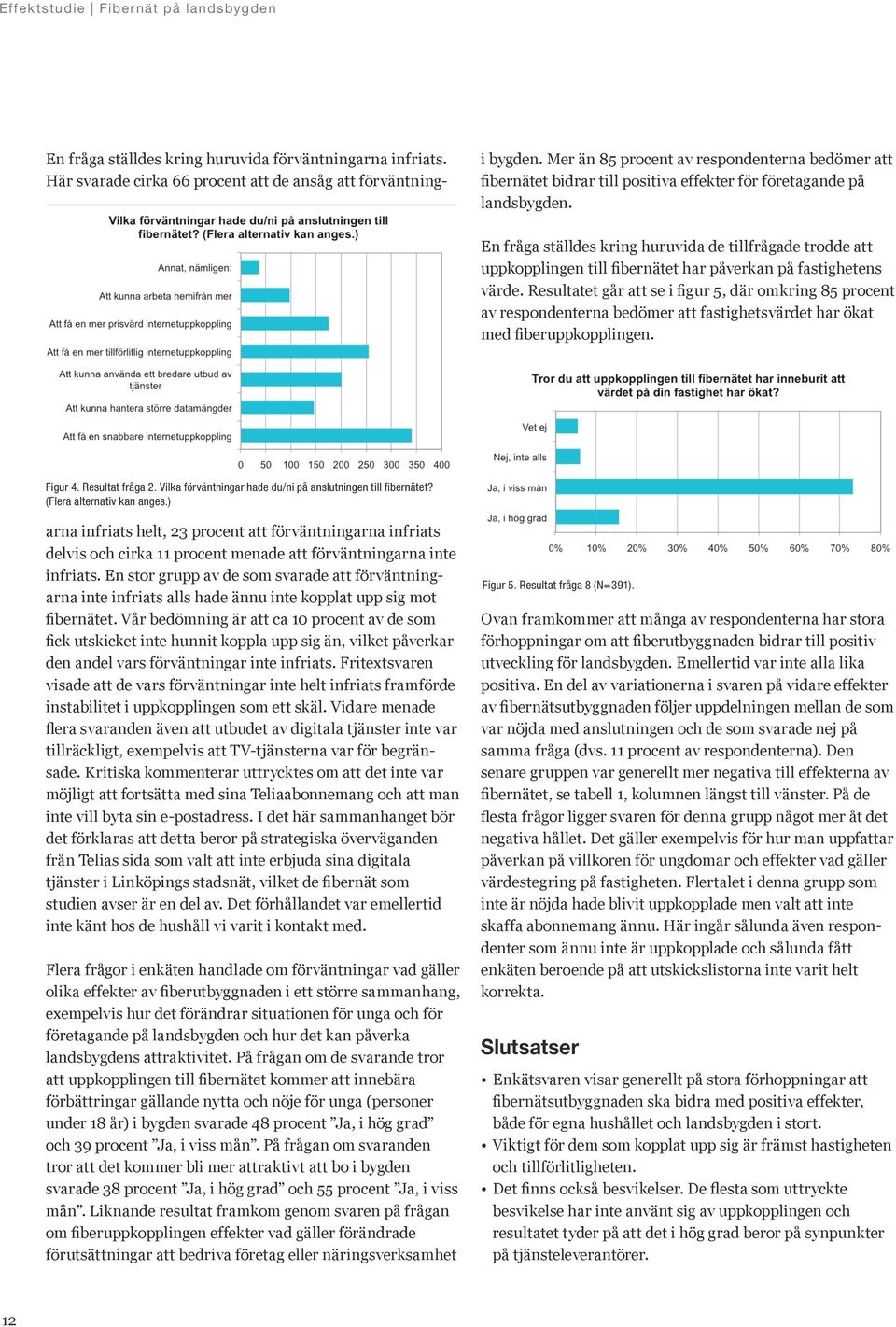 Resultatet går att se i figur 5, där omkring 85 procent av respondenterna bedömer att fastighetsvärdet har ökat med fiberuppkopplingen. Figur 4. Resultat fråga 2.