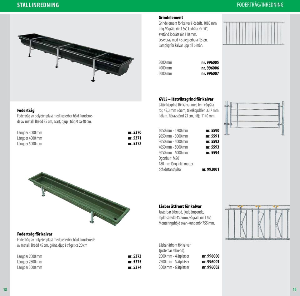 Bredd 85 cm, svart, djup i tråget ca 40 cm. Längder 3000 mm Längder 4000 mm Längder 5000 mm nr. 5370 nr. 537 nr.