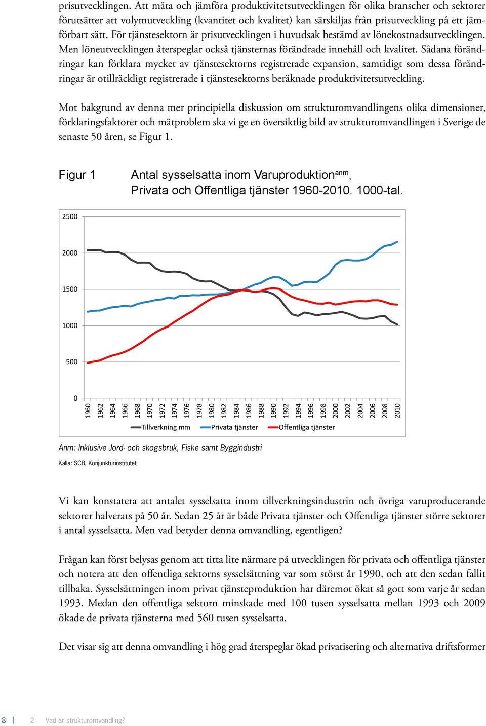 För tjänstesektorn är prisutvecklingen i huvudsak bestämd av lönekostnadsutvecklingen. Men löneutvecklingen återspeglar också tjänsternas förändrade innehåll och kvalitet.