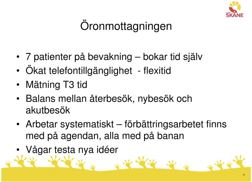 återbesök, nybesök och akutbesök Arbetar systematiskt