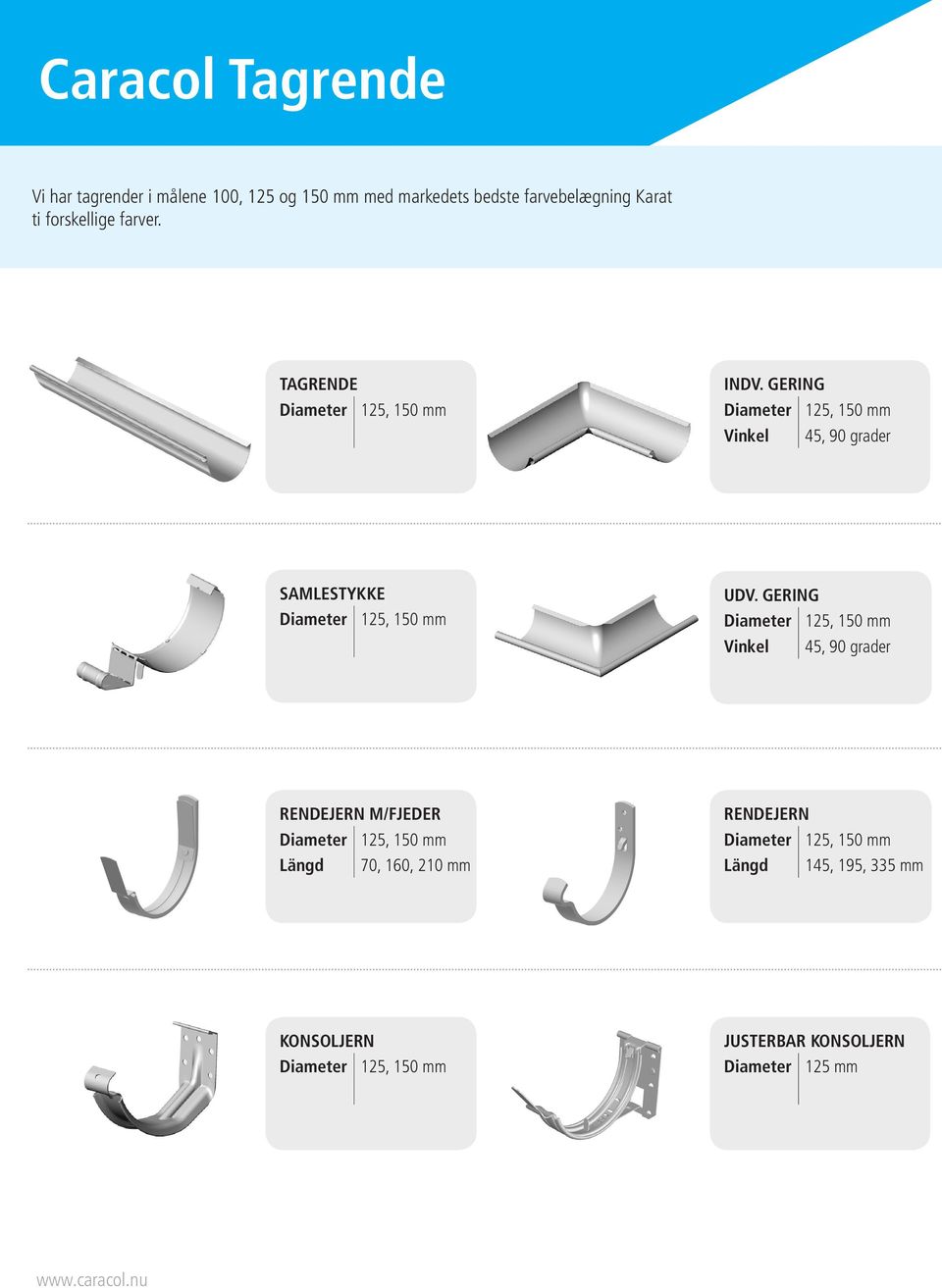 GERING 125, 150 mm Vinkel 45, 90 grader SAMLESTYKKE 125, 150 mm UDV.