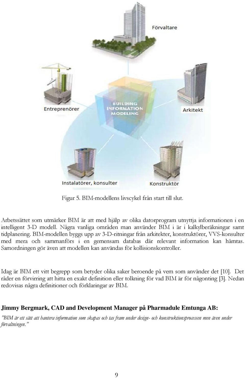 BIM-modellen byggs upp av 3-D-ritningar från arkitekter, konstruktörer, VVS-konsulter med mera och sammanförs i en gemensam databas där relevant information kan hämtas.