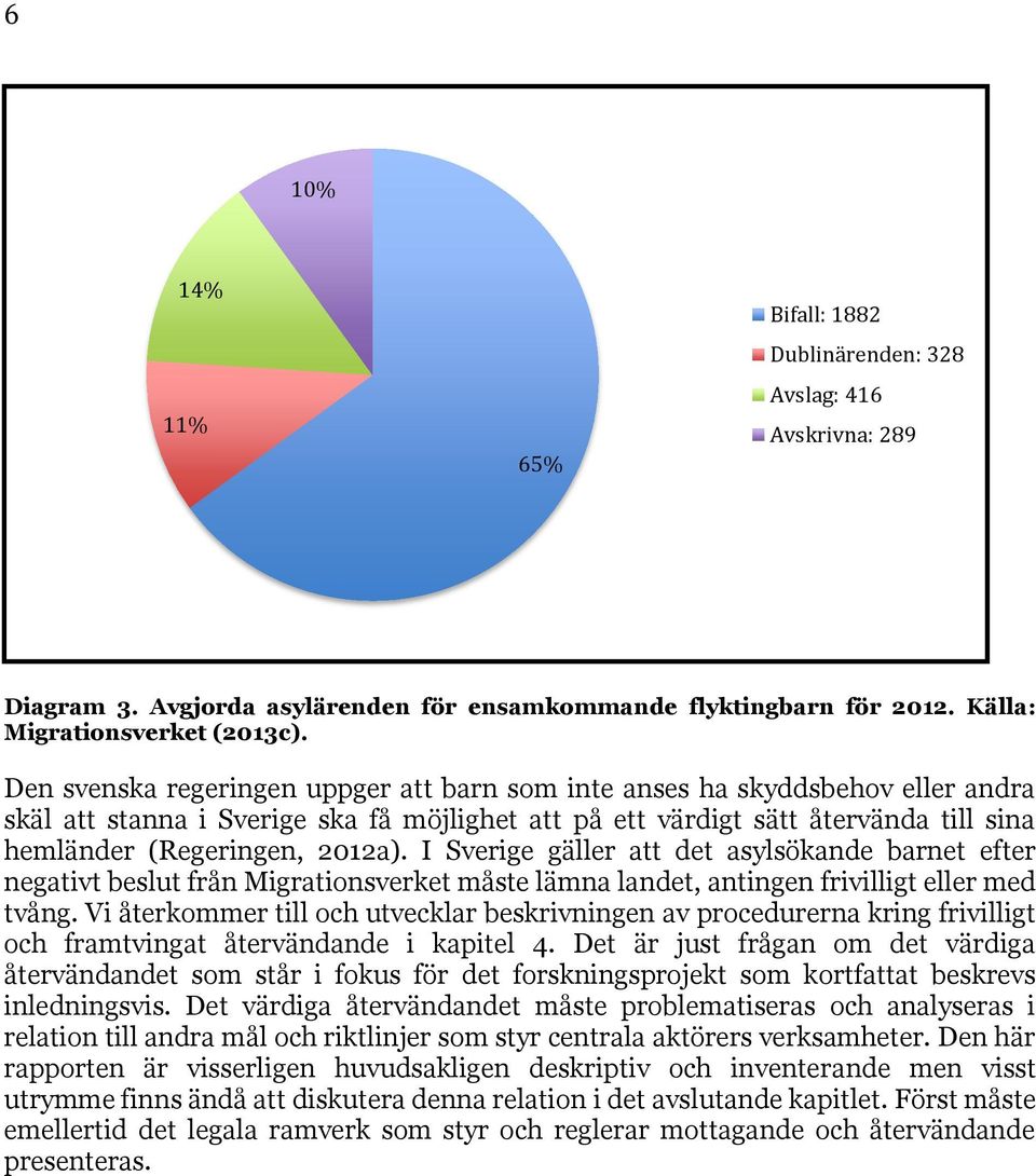 I Sverige gäller att det asylsökande barnet efter negativt beslut från Migrationsverket måste lämna landet, antingen frivilligt eller med tvång.