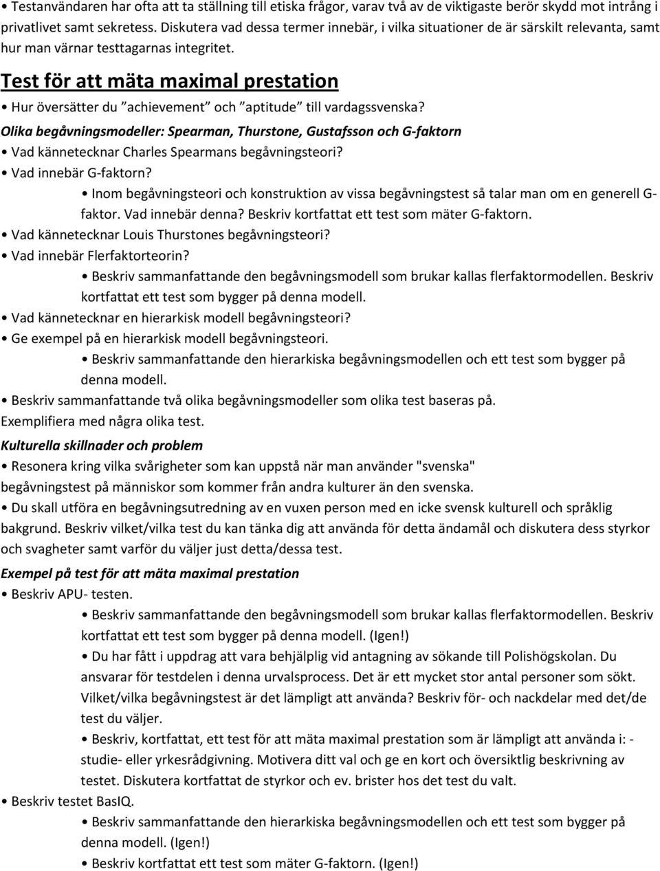 Test för att mäta maximal prestation Hur översätter du achievement och aptitude till vardagssvenska?