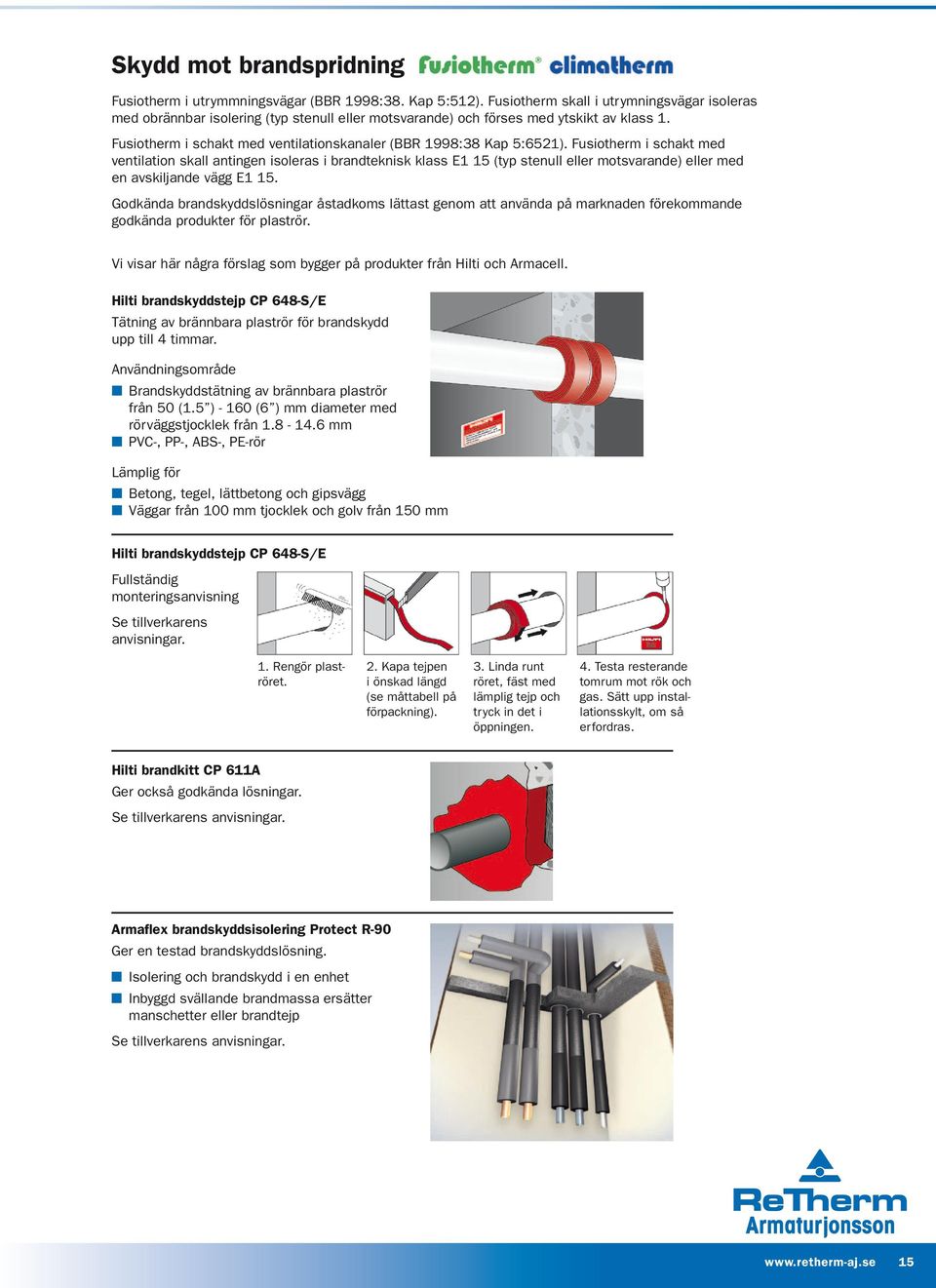 Fusiotherm i schakt med ventilationskanaler (BBR 1998:38 Kap 5:6521).