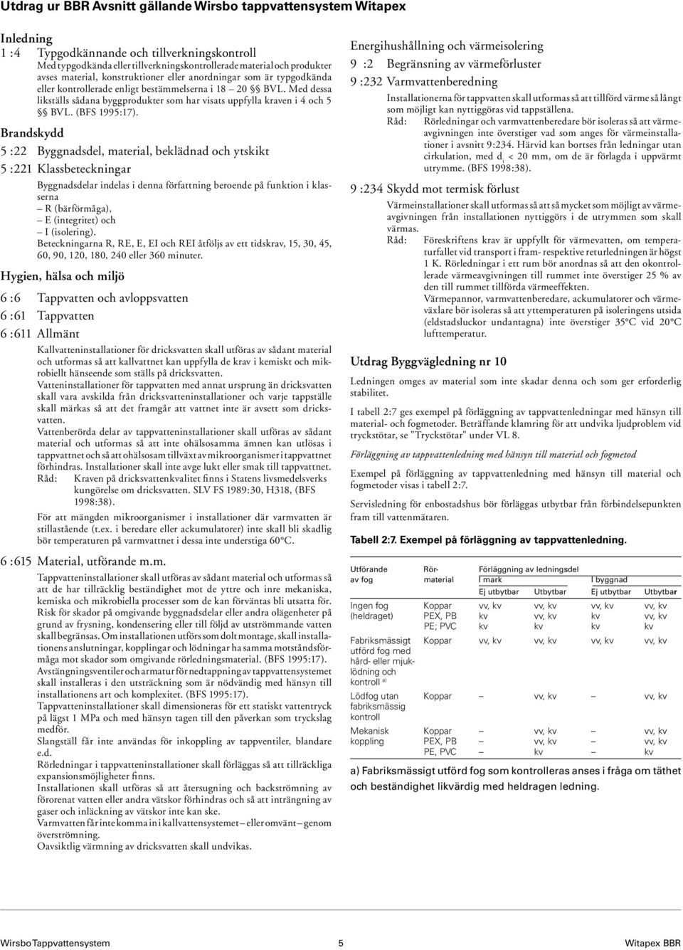 Med dessa likställs sådana bygg pro duk ter som har visats uppfylla kraven i 4 och 5 BVL. (BFS 1995:17).