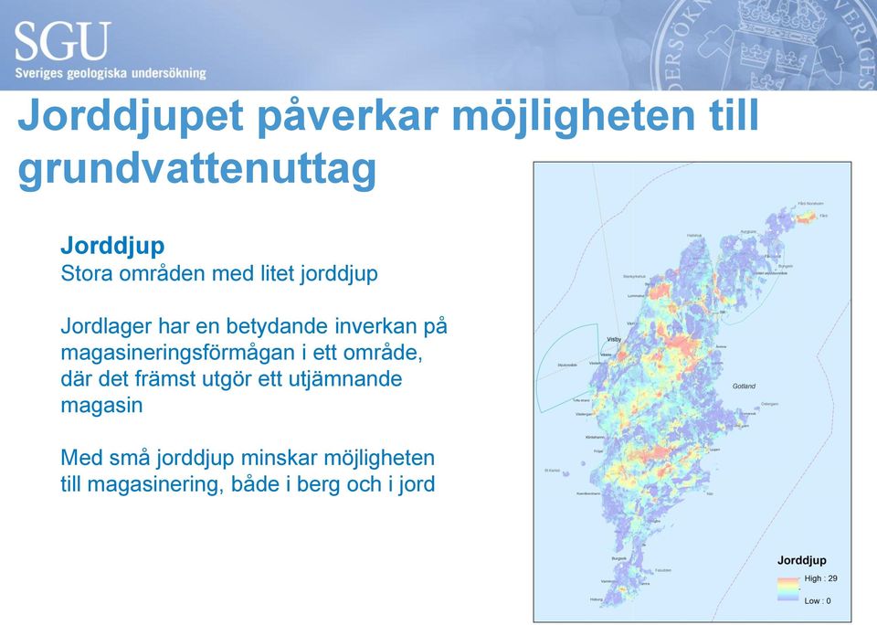 magasineringsförmågan i ett område, där det främst utgör ett utjämnande