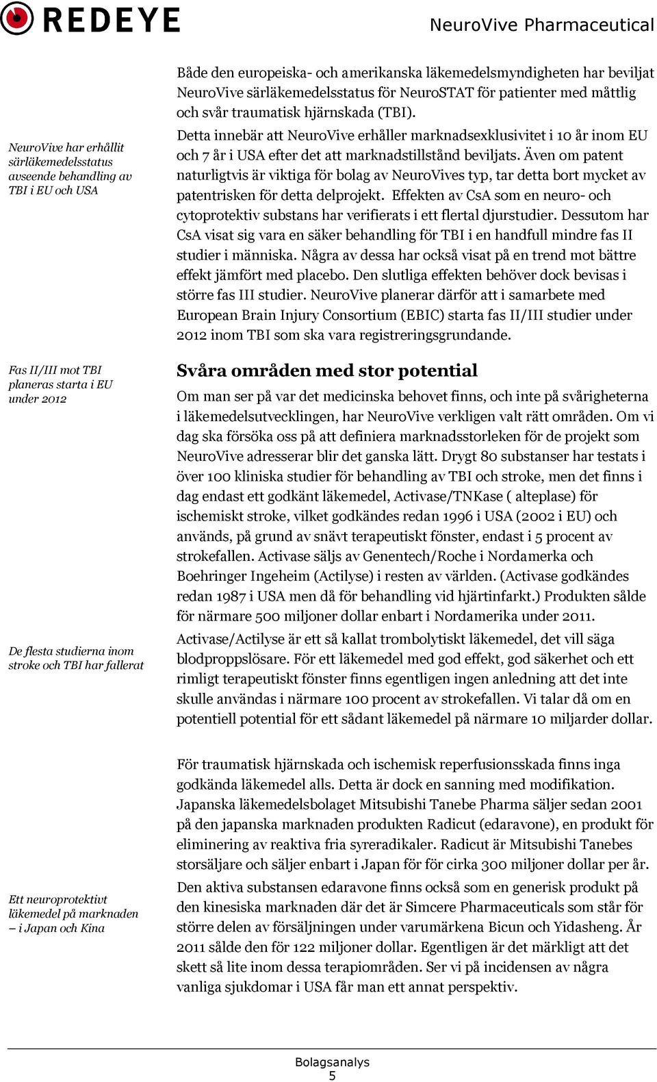 Detta innebär att NeuroVive erhåller marknadsexklusivitet i 10 år inom EU och 7 år i USA efter det att marknadstillstånd beviljats.