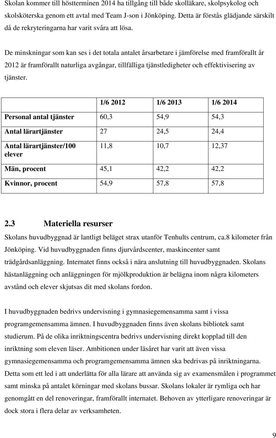 De minskningar som kan ses i det totala antalet årsarbetare i jämförelse med framförallt år 2012 är framförallt naturliga avgångar, tillfälliga tjänstledigheter och effektivisering av tjänster.