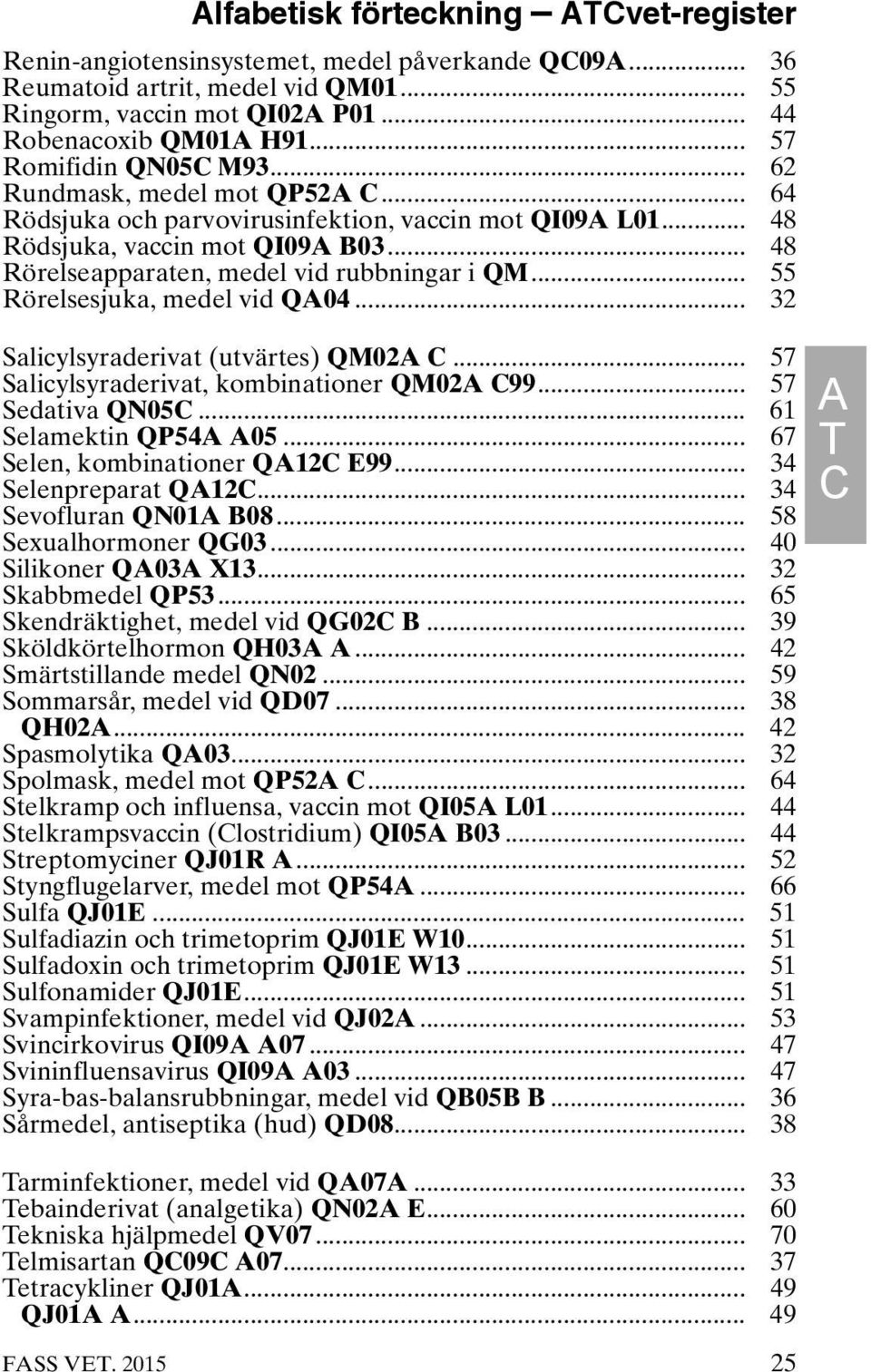 .. 48 Rörelseapparaten, medel vid rubbningar i QM... 55 Rörelsesjuka, medel vid QA04... 32 Salicylsyraderivat (utvärtes) QM02A C... 57 Salicylsyraderivat, kombinationer QM02A C99... 57 Sedativa QN05C.