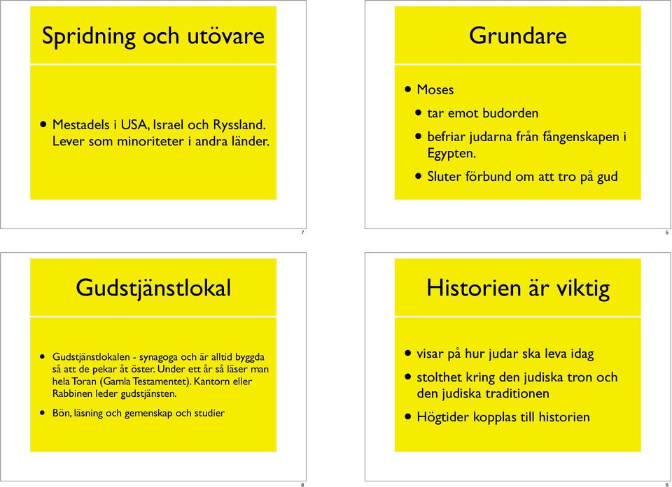 Sluter förbund om att tro på gud 7 5 Gudstjänstlokal Historien är viktig Gudstjänstlokalen - synagoga och är alltid byggda så att de pekar åt öster.