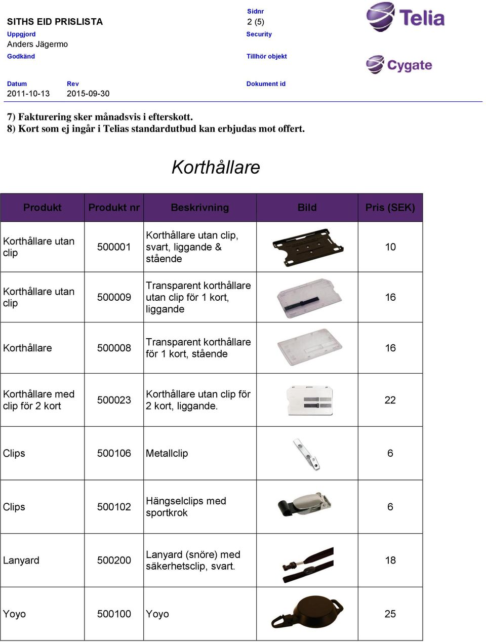 utan clip för 1 kort, liggande 16 Korthållare 500008 Transparent korthållare för 1 kort, stående 16 Korthållare med clip för 2 kort 500023