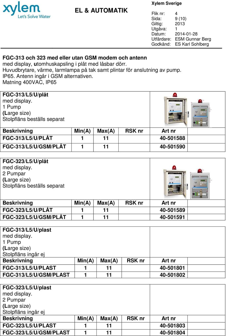 Matning 400VAC, IP65-313/L5/U/plåt 1 Pump (Large size) Stolpfläns beställs separat -313/L5/U/PLÅT 1 11 40-501588 -313/L5/U/GSM/PLÅT 1 11 40-501590 -323/L5/U/plåt 2 Pumpar (Large