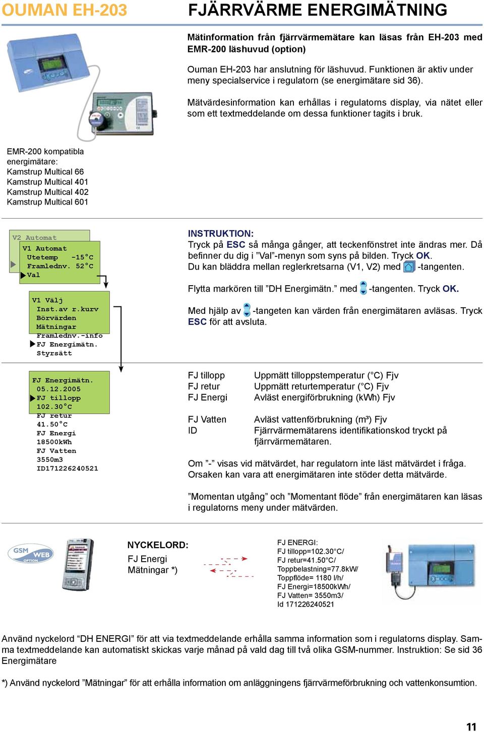 Mätvärdesinformation kan erhållas i regulatorns display, via nätet eller som ett textmeddelande om dessa funktioner tagits i bruk.