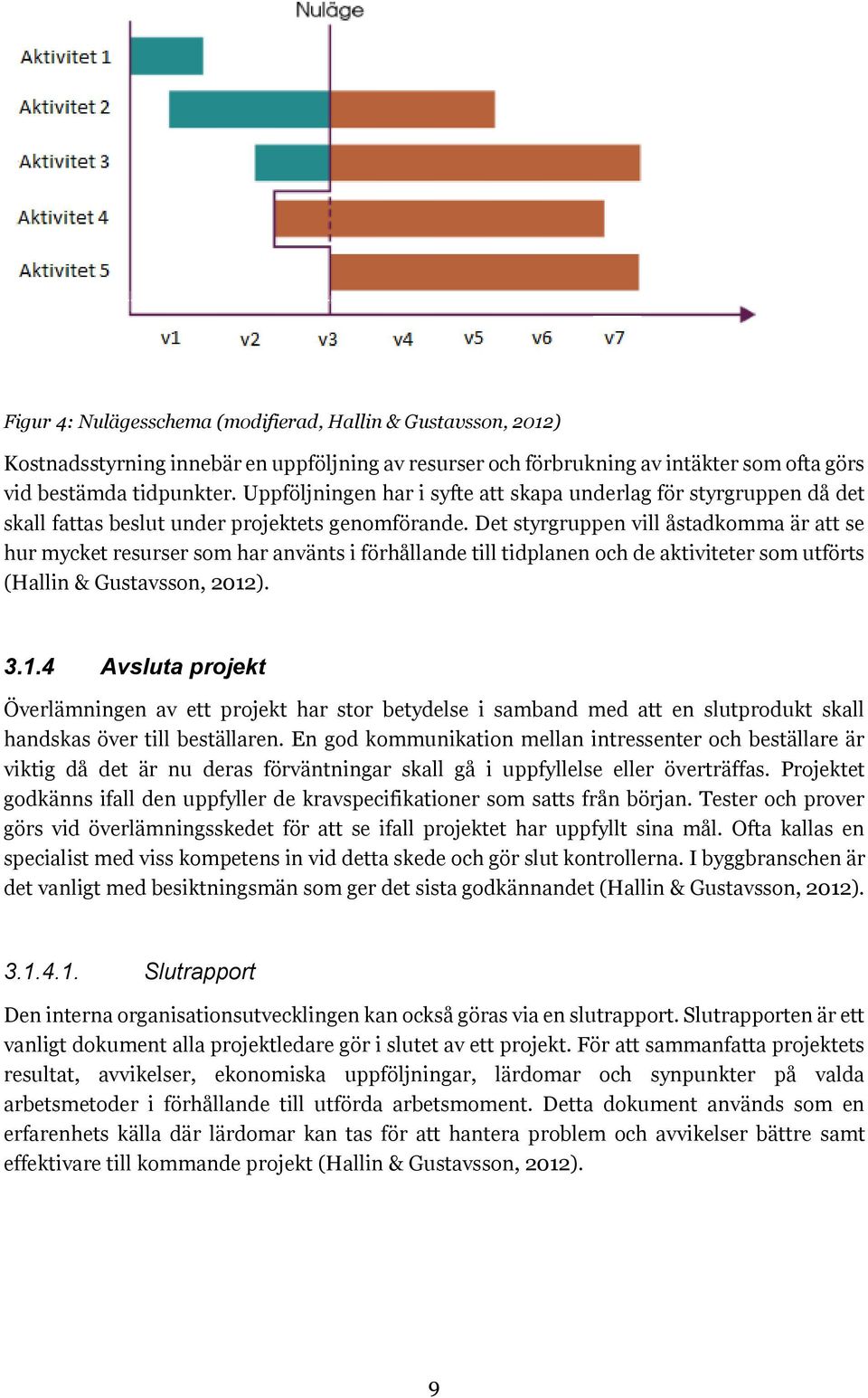 Det styrgruppen vill åstadkomma är att se hur mycket resurser som har använts i förhållande till tidplanen och de aktiviteter som utförts (Hallin & Gustavsson, 2012