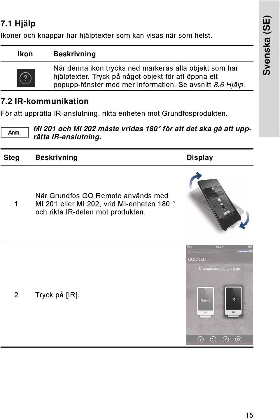 Tryck på något objekt för att öppna ett popupp-fönster med mer information. Se avsnitt 8.6 Hjälp. Svenska (SE) 7.