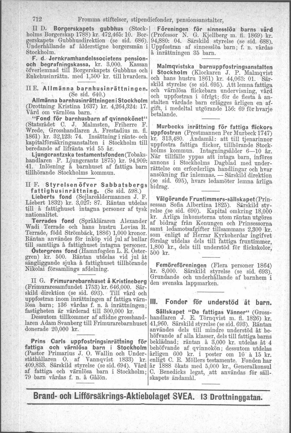 vårdas Stockholm. å inrättningen 35 barn. F. d. Jernkramhandelssocietens pensionoch begrafningskassa, kr. 3.000.