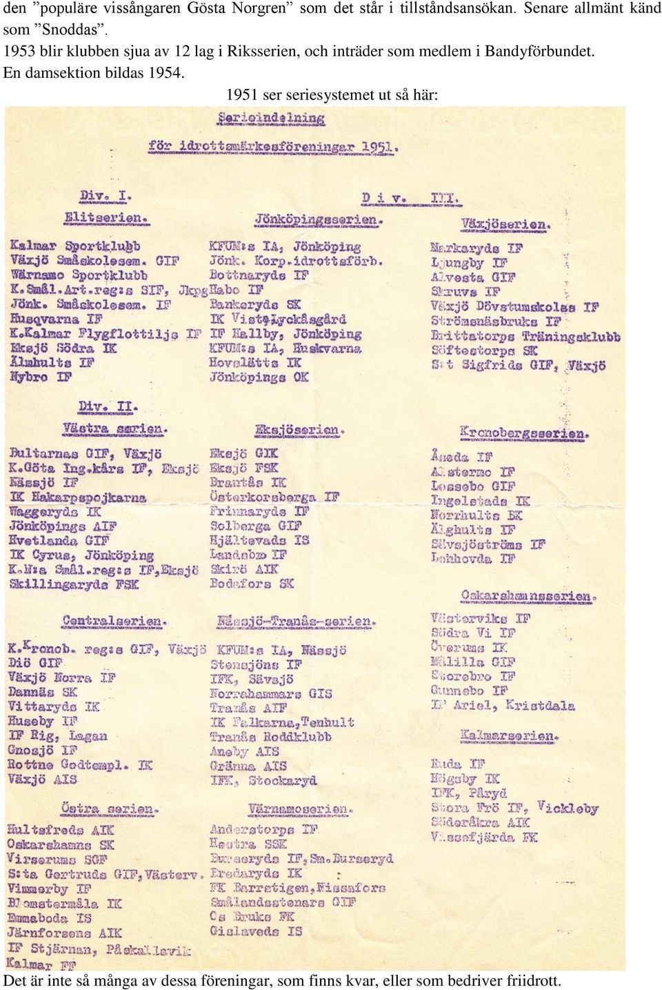 1953 blir klubben sjua av 12 lag i Riksserien, och inträder som medlem i