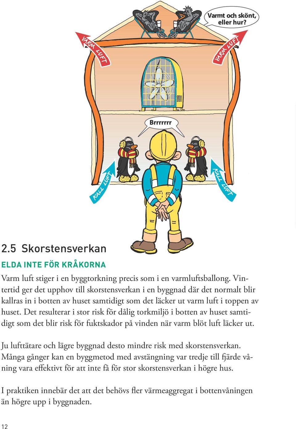 Det resulterar i stor risk för dålig torkmiljö i botten av huset samtidigt som det blir risk för fuktskador på vinden när varm blöt luft läcker ut.