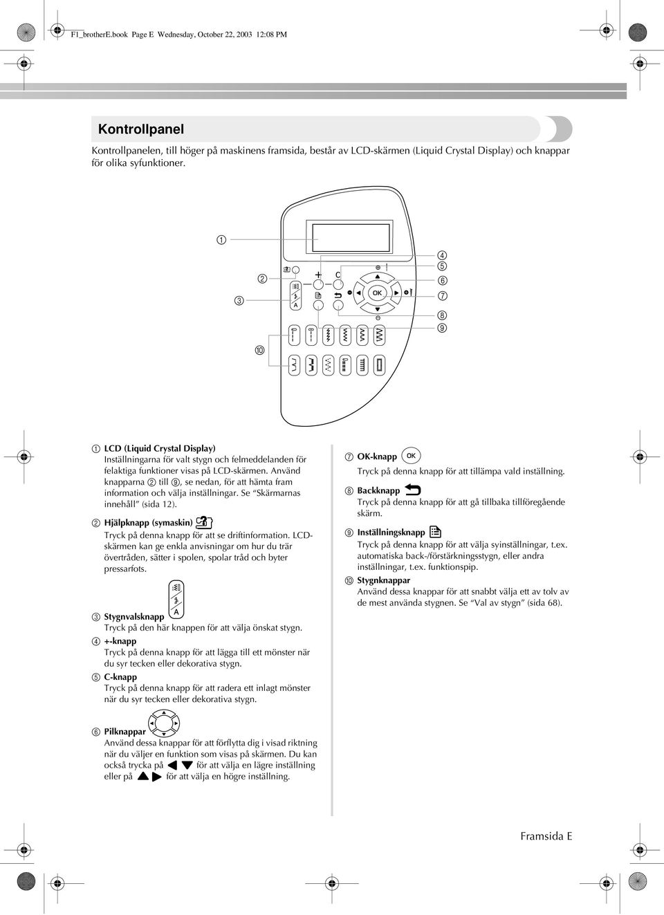 4 5 6 7 8 9 LCD (Liquid Crystal Display) 9 Hjälpknapp