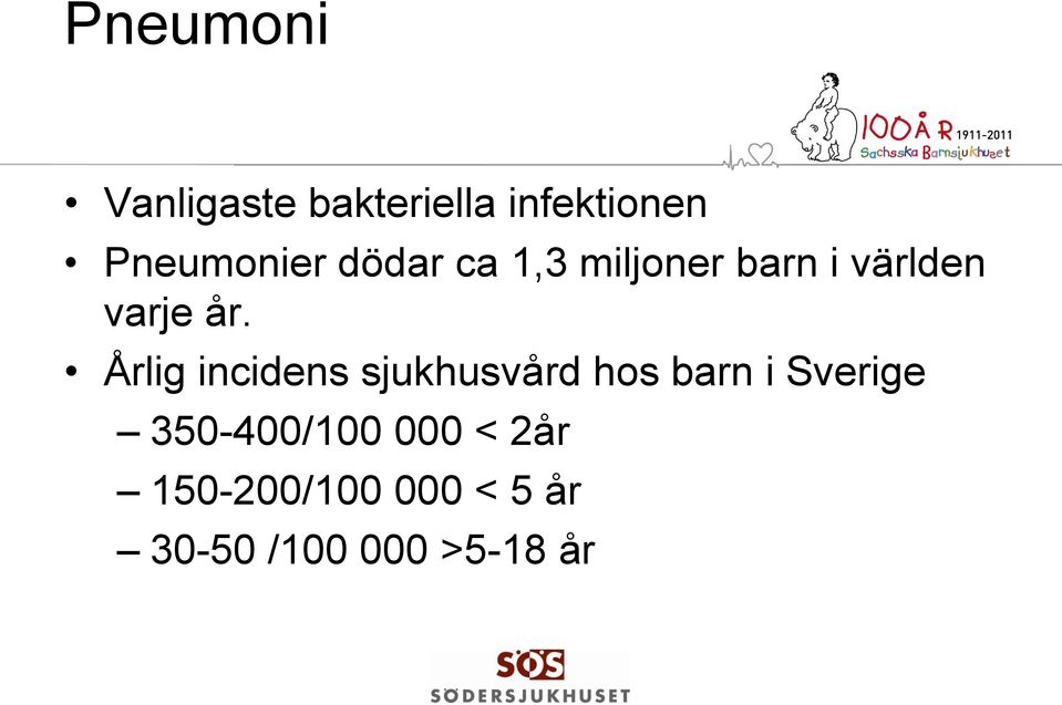 år. Årlig incidens sjukhusvård hos barn i Sverige