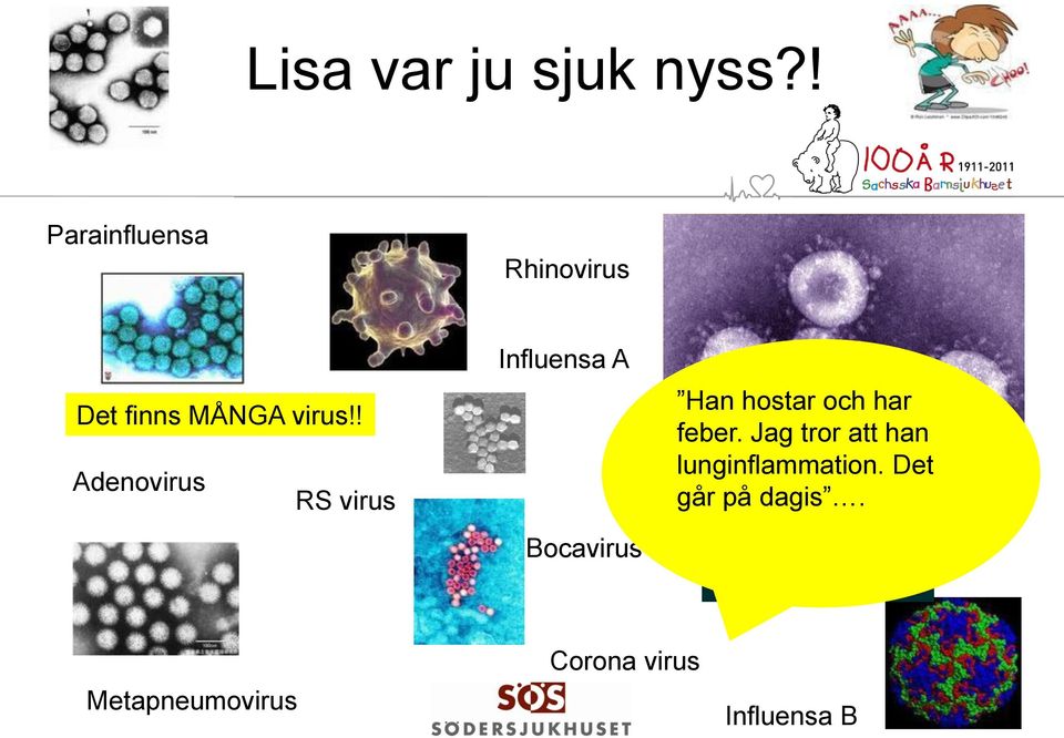 ! Adenovirus RS virus Bocavirus Han hostar och har feber.