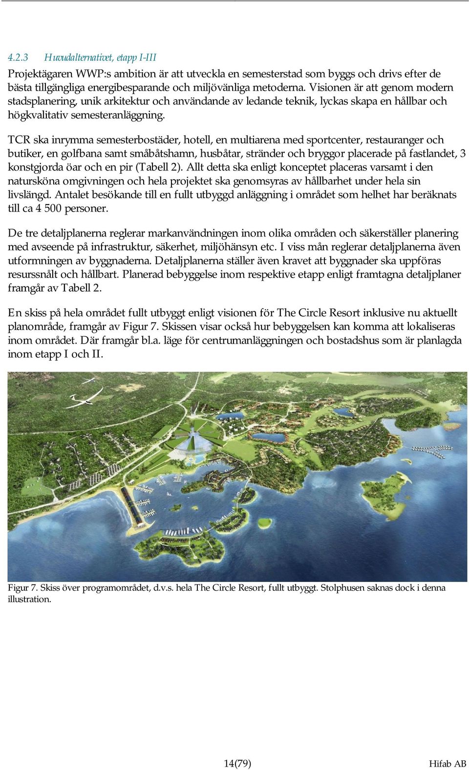 TCR ska inrymma semesterbostäder, hotell, en multiarena med sportcenter, restauranger och butiker, en golfbana samt småbåtshamn, husbåtar, stränder och bryggor placerade på fastlandet, 3 konstgjorda