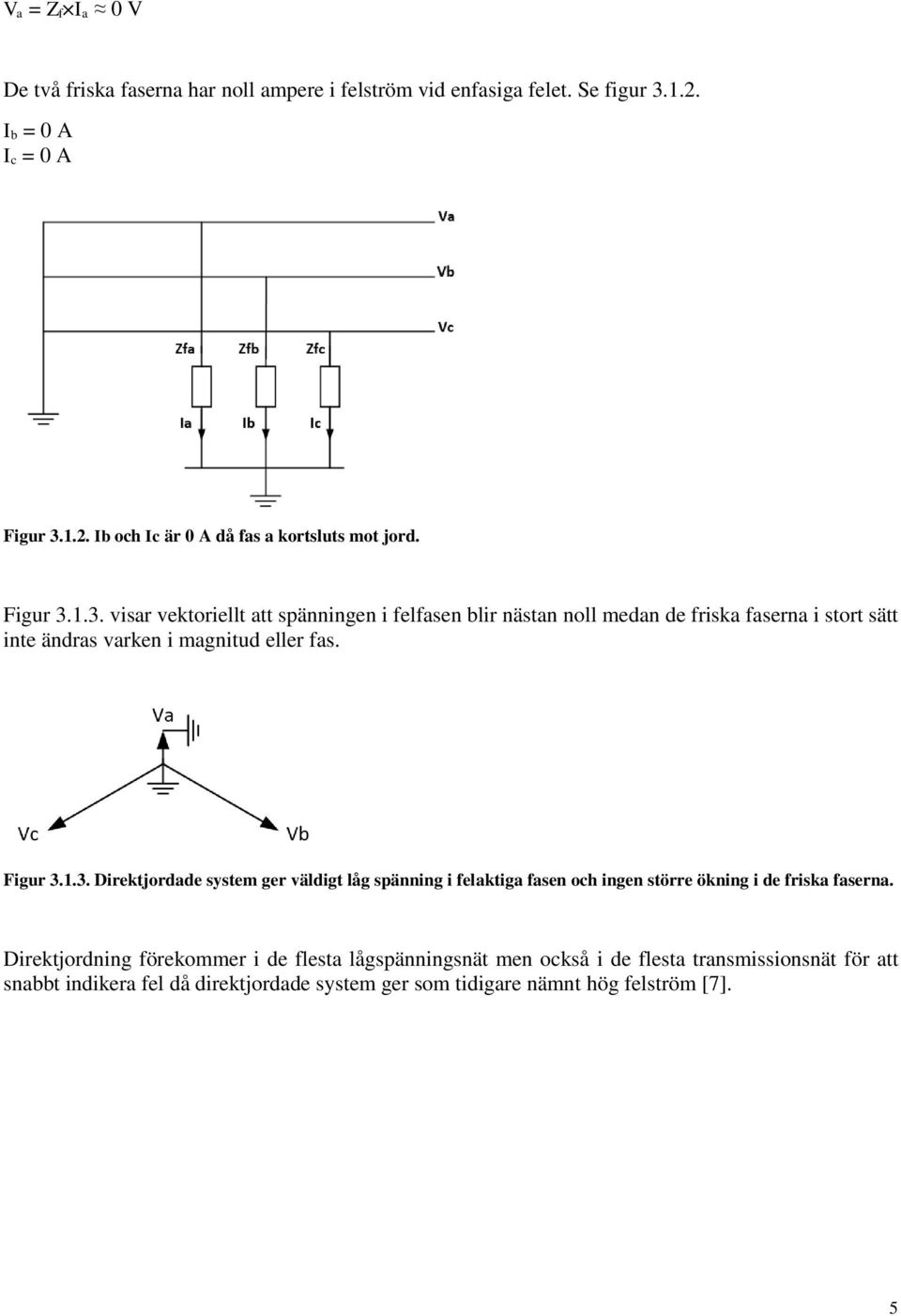 1.3. Direktjordade system ger väldigt låg spänning i felaktiga fasen och ingen större ökning i de friska faserna.