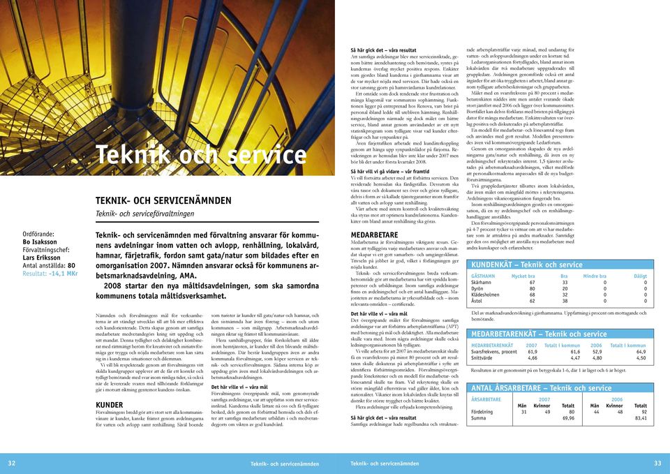 Nämnden ansvarar också för kommunens arbetsmarknadsavdelning, AMA. 2008 startar den nya måltidsavdelningen, som ska samordna kommunens totala måltidsverksamhet.