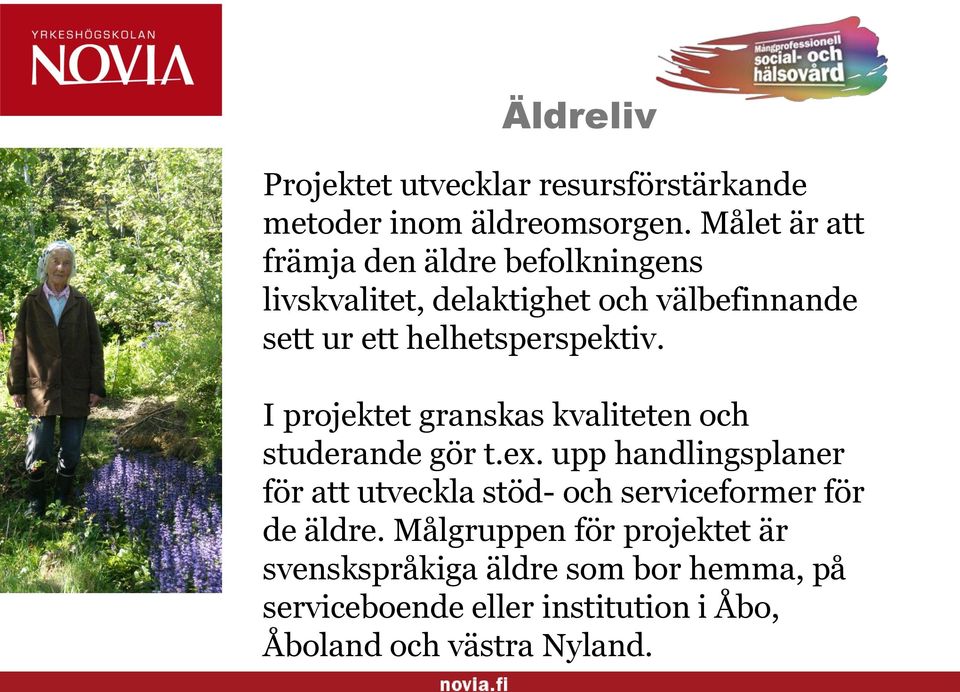 helhetsperspektiv. I projektet granskas kvaliteten och studerande gör t.ex.