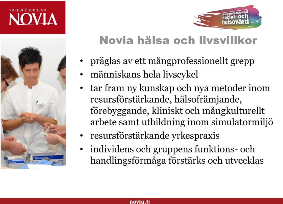 förebyggande, kliniskt och mångkulturellt arbete samt utbildning inom simulatormiljö