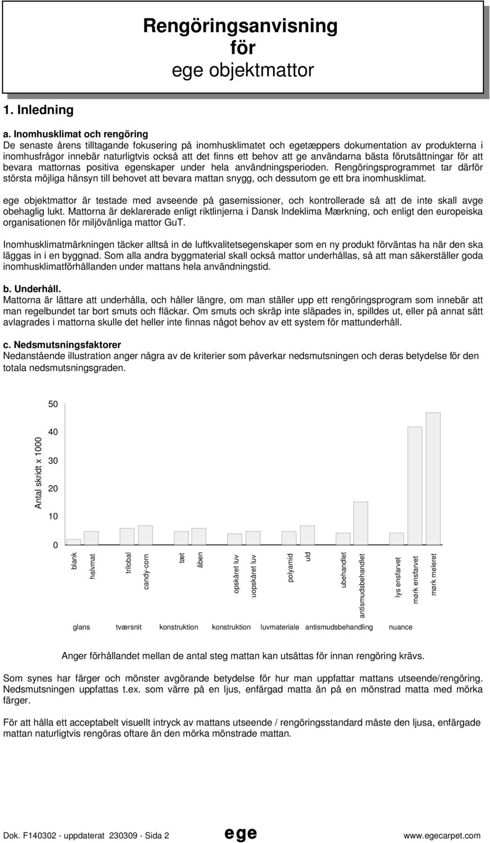 att ge användarna bästa utsättningar att bevara mattornas positiva egenskaper under hela användningsperioden.