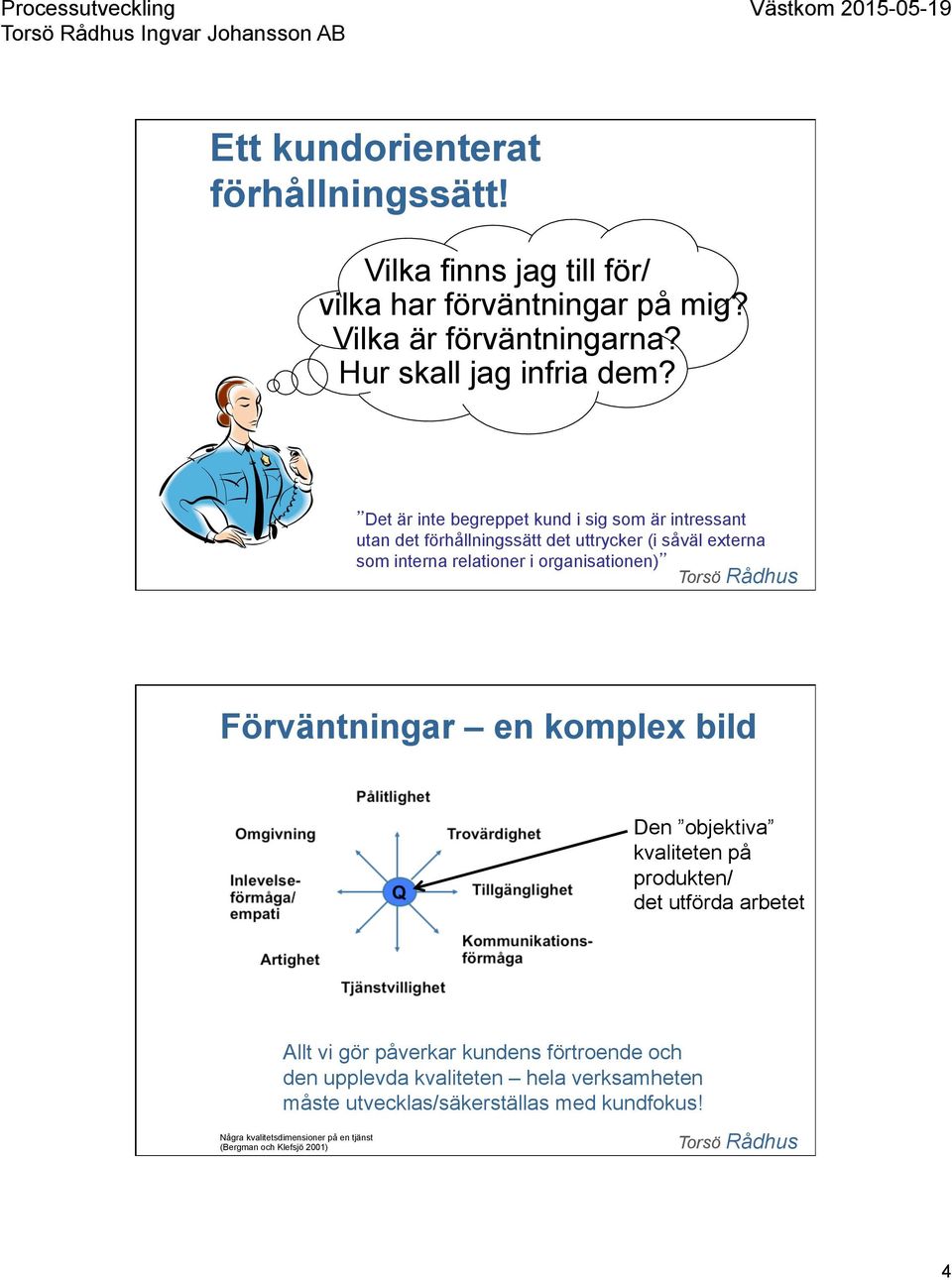 Det är inte begreppet kund i sig som är intressant utan det förhållningssätt det uttrycker (i såväl externa som interna relationer i organisationen)