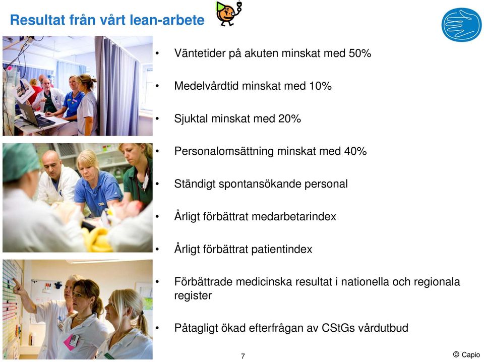 personal Årligt förbättrat medarbetarindex Årligt förbättrat patientindex Förbättrade